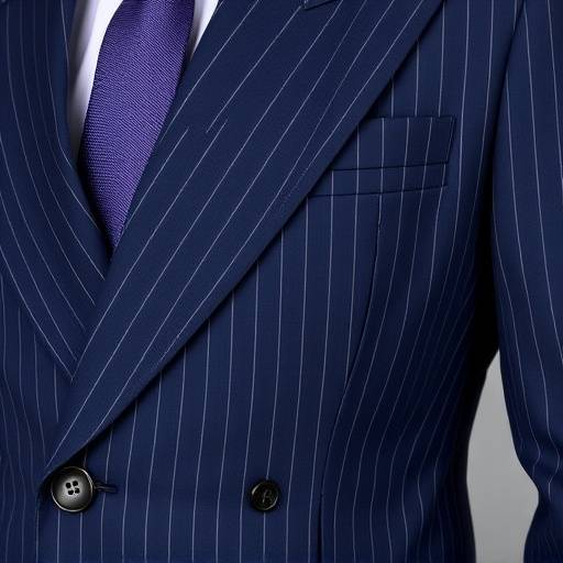 A sophisticated double-breasted business suit in deep navy pinstripe